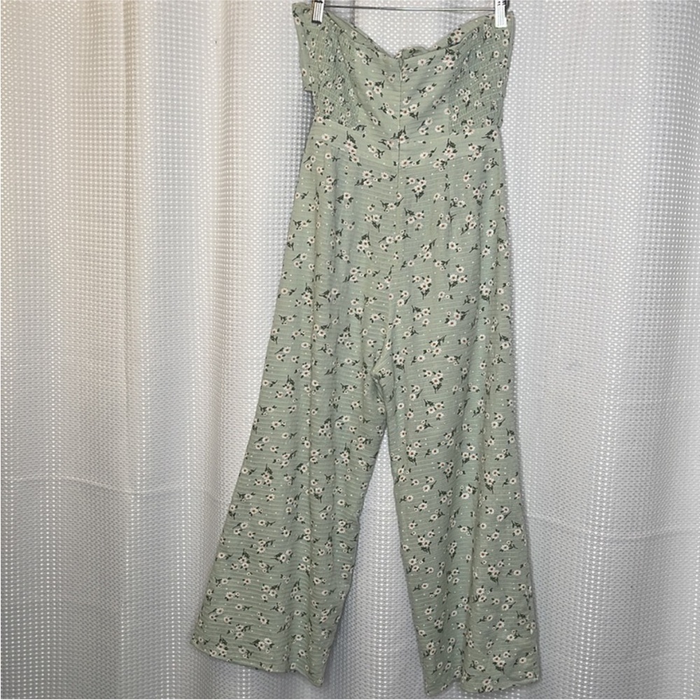 Majorelle Tessa Green Daisies Strapless Jumpsuit Cut Outs Smocking Revolve Sz S - Picture 6 of 9